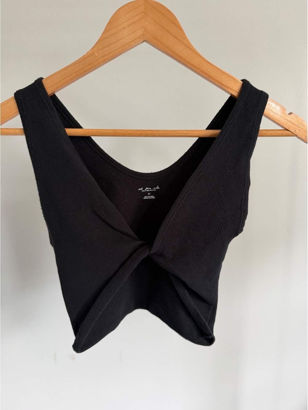 Out From Under Urban Outfitters Black Twist Front Ribbed Crop Top M/L
